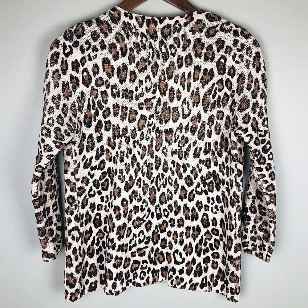 Susan Bristol Leopard Print Open Knit Cardigan - Picture 3 of 4